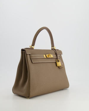 Hermès Kelly 28cm Retourne Bag in Etoupe Togo Leather with Gold Hardware