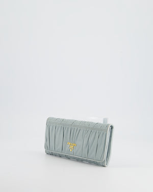 Prada Baby Blue Nappa Leather Long-Line Wallet with Gold Hardware