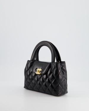 *HOT* Chanel Black Small Mini Kelly Shopping Bag in Aged Calfskin Leather with Brushed Antique Gold Hardware