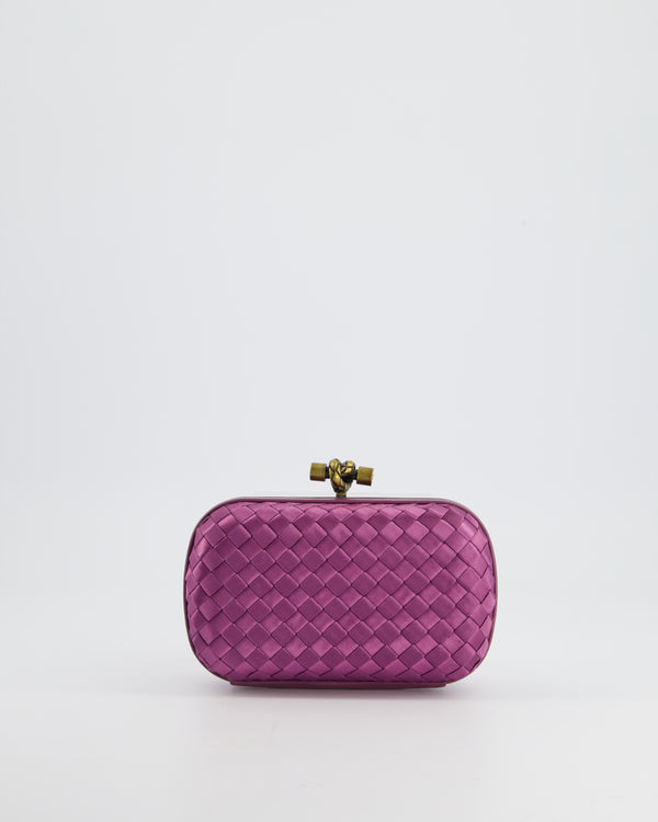 *FIRE PRICE* Bottega Veneta Lilac Mini Knot Clutch Bag in Satin with Leather Detail