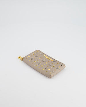 Miu Miu Dusty Pink Pouch Wallet with Gold Hardware and Studs Details