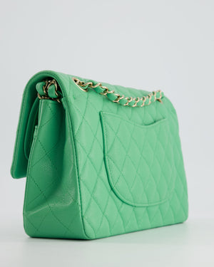 Chanel Mint Green Medium Classic Double Flap in Caviar Leather with Champagne Gold Hardware