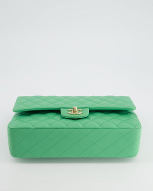 Chanel Mint Green Medium Classic Double Flap in Caviar Leather with Champagne Gold Hardware