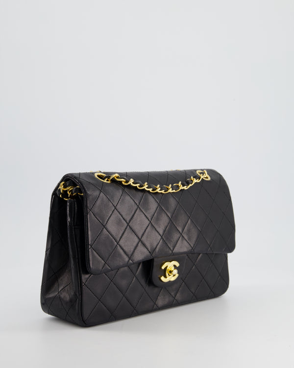 Chanel Vintage Black Classic Medium Double Flap in Lambskin with 24K Gold Hardware
