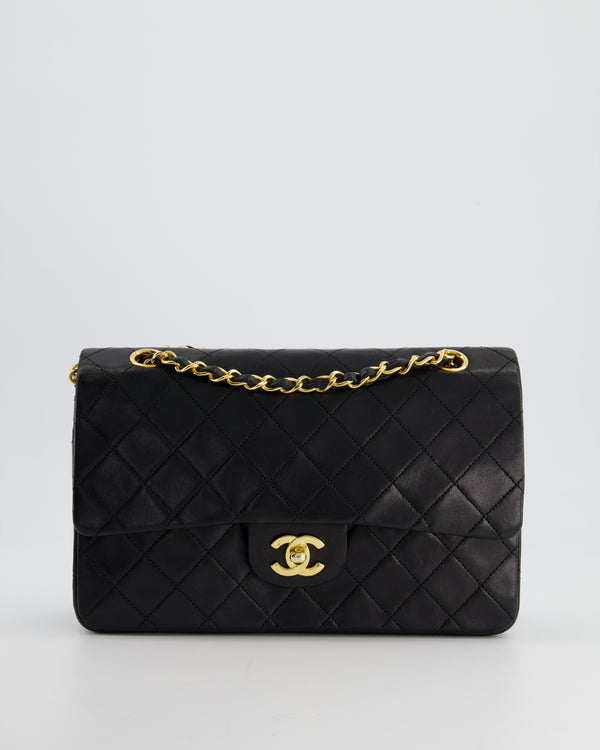 Chanel Vintage Black Classic Medium Double Flap in Lambskin with 24K Gold Hardware