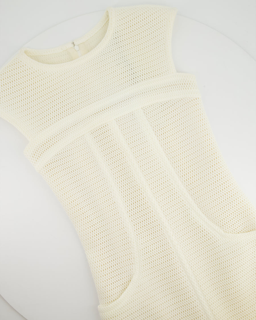 Chanel White Textured Sleeveless Mini Dress with Pocket Detail Size FR 34 (UK 6)