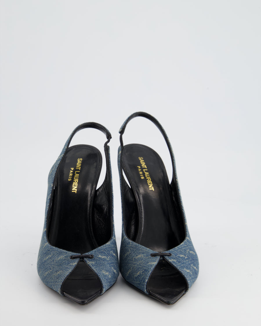 Saint Laurent Denim Lola 105 Slingback Sandals Size EU 40 RRP £740