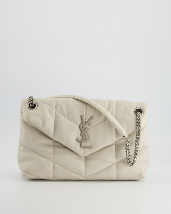 Saint Laurent Cream Puffer Napa Leather Shoulder Bag with Silver Hardware RRP £2,415