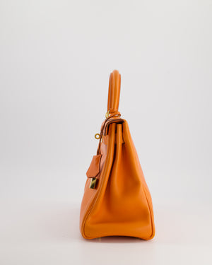 Hermès Vintage Kelly Retourne Bag 28cm in Orange Swift Leather with Gold Hardware