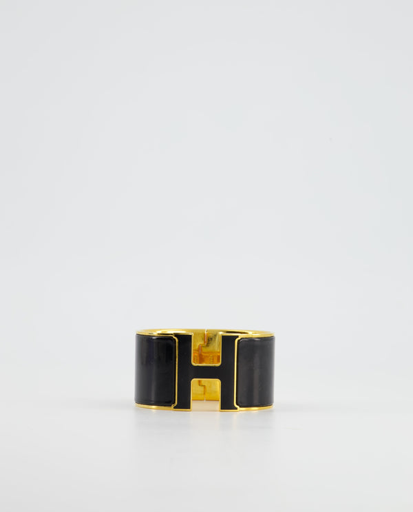Hermès Clic Clac H Black Bracelet with Gold Hardware Size PM 17cm