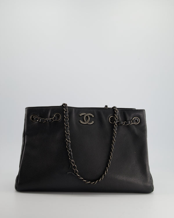 *FIRE PRICE* Chanel Charcoal Grey Tote Bag in Caviar Leather with Ruthenium Hardware
