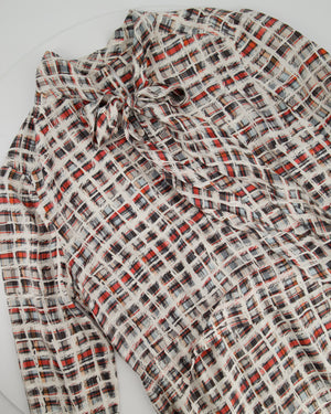 Burberry Red and White Check Dress with Bow Detail Size UK 10
