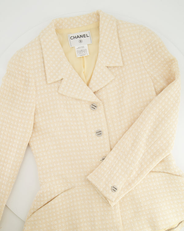 Chanel Cream Wool Jacket with Silver CC Logo Buttons Size FR 40 (UK 12)