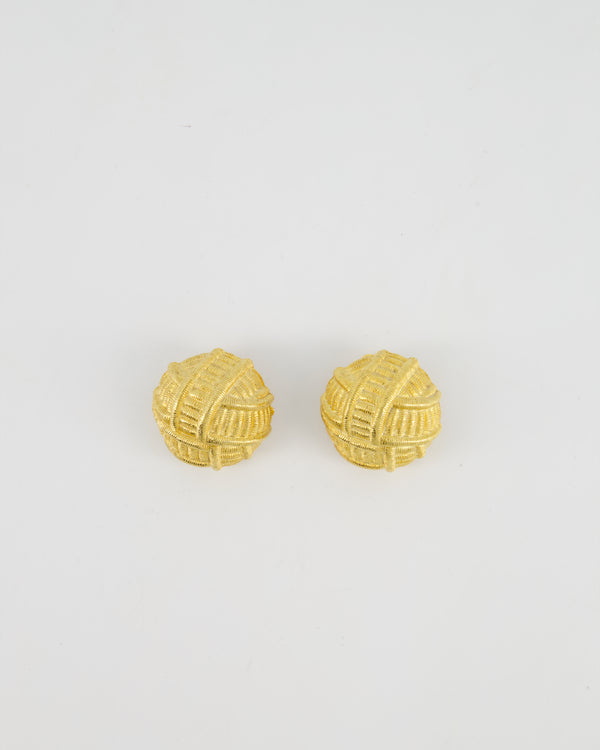 Givenchy Vintage Gold Textured Round Clip-On Earrings