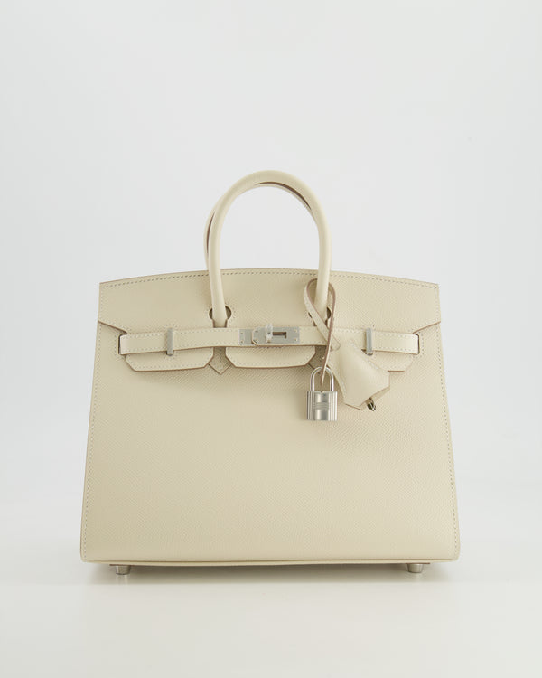 *RARE* Hermès Birkin 25cm Sellier Bag in Craie Epsom Leather with Palladium Hardware