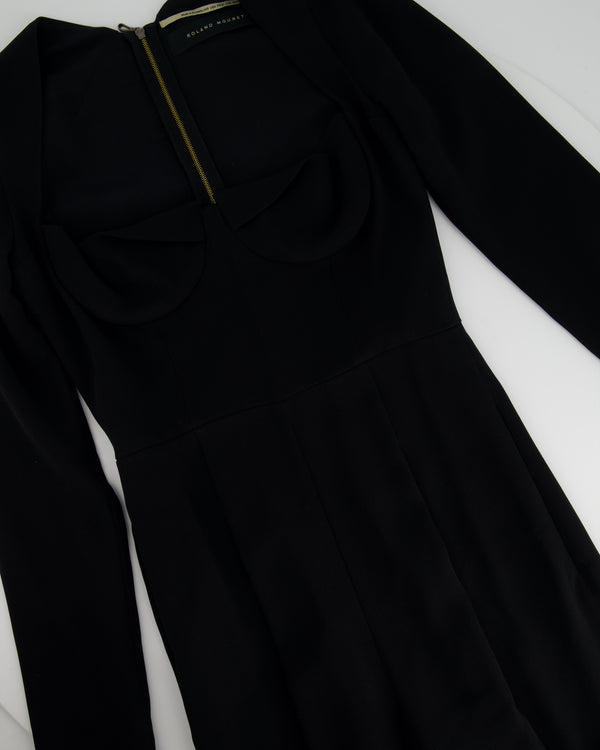 Roland Mouret Black Long Sleeve Jumpsuit with Pleat Detail FR 36 (UK 8)