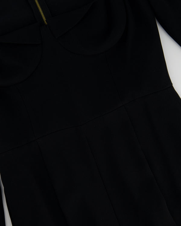Roland Mouret Black Long Sleeve Jumpsuit with Pleat Detail FR 36 (UK 8)