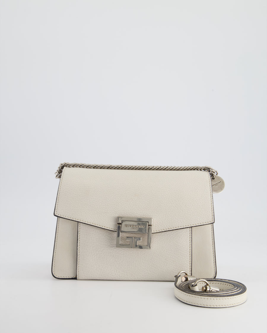 Givenchy White GV3 Quilted Shoulder Bag in Lambskin Leather with Silver Hardware