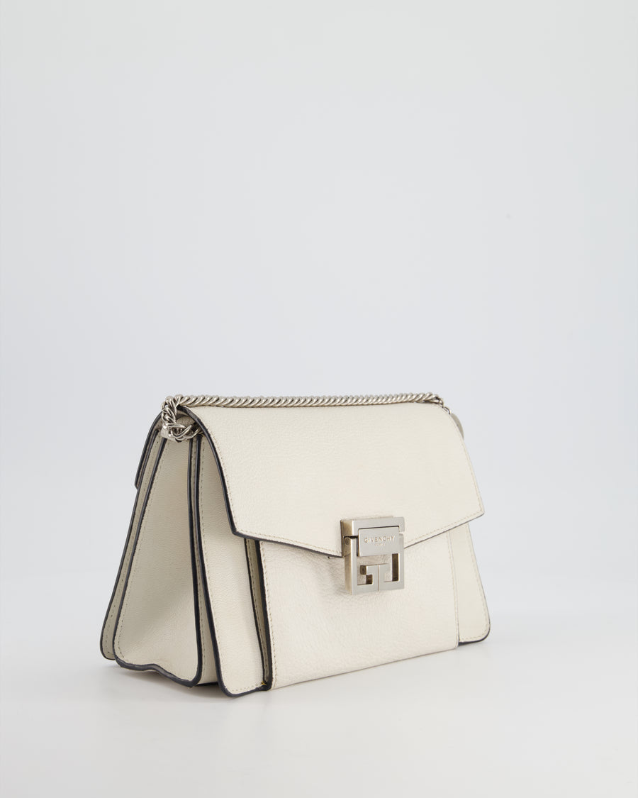Givenchy White GV3 Quilted Shoulder Bag in Lambskin Leather with Silver Hardware