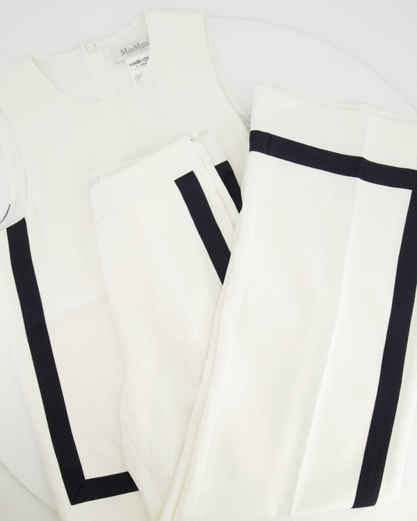 Max Mara White and Black Sleeveless Top and Trouser Set Size IT 36 (UK 4)