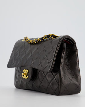 Chanel Vintage Espresso Classic Small Double Flap in Lambskin with 24K Gold Hardware