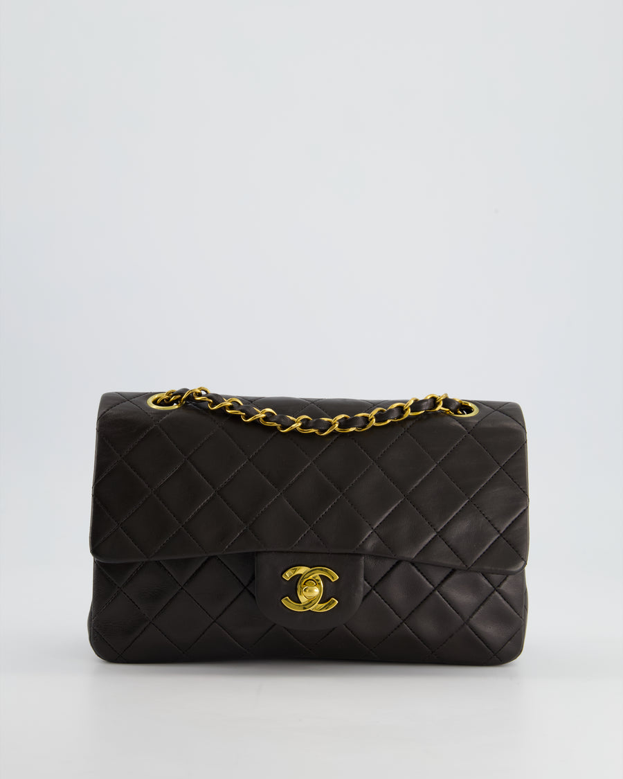 Chanel Vintage Espresso Classic Small Double Flap in Lambskin with 24K Gold Hardware