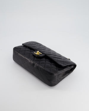 Chanel Vintage Black Classic Medium Double Flap Bag in Lambskin Leather with 24K Gold Hardware&nbsp;