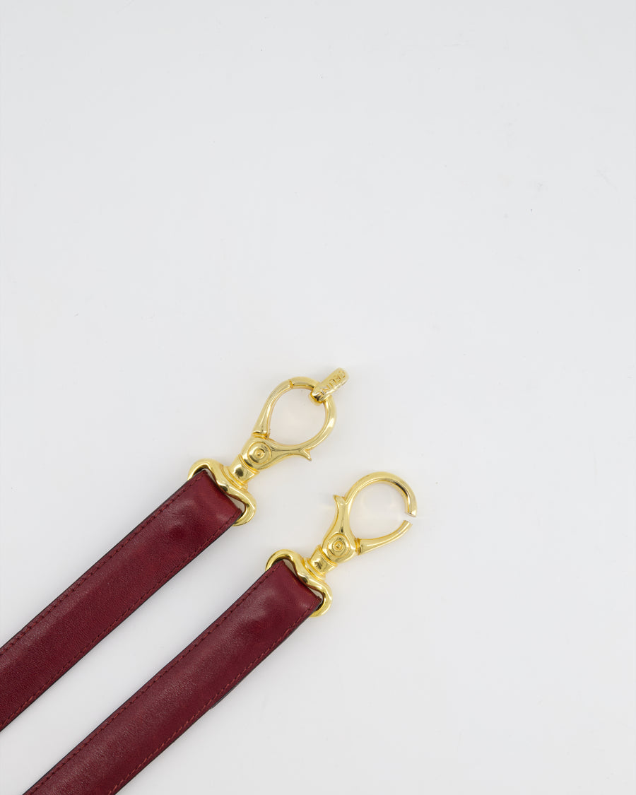 Celine 70cm Burgundy Vintage Belt with Gold Logo Clasp 70cm