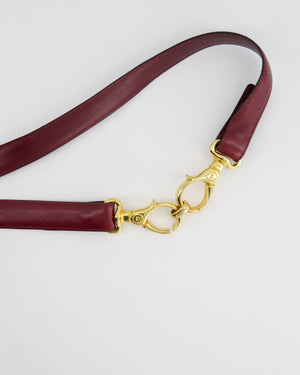 Celine 70cm Burgundy Vintage Belt with Gold Logo Clasp 70cm