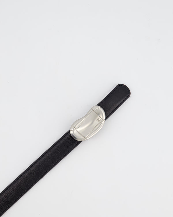 *RARE* Chanel 98P CoCo Bean CC Logo Motif Buckle Black Calfskin Leather Belt in 75cm