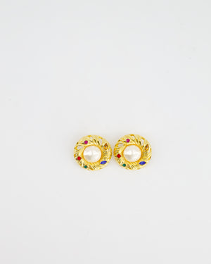 *RARE* Yves Saint Laurent Pearl Rhinestone Brooch and Earrings Set