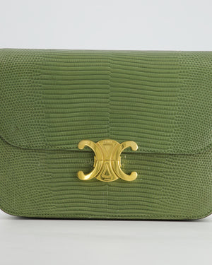 *HOT* Celine Classique Triomphe Bag in Pistachio in Lizard Leather with Gold  Hardware