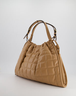 Gucci Beige Quilted Leather Shoulder Bag Dual Tone Hardware and Leather Tassels