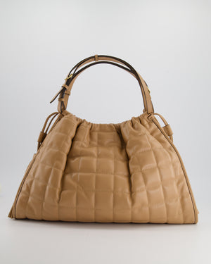 Gucci Beige Quilted Leather Shoulder Bag Dual Tone Hardware and Leather Tassels