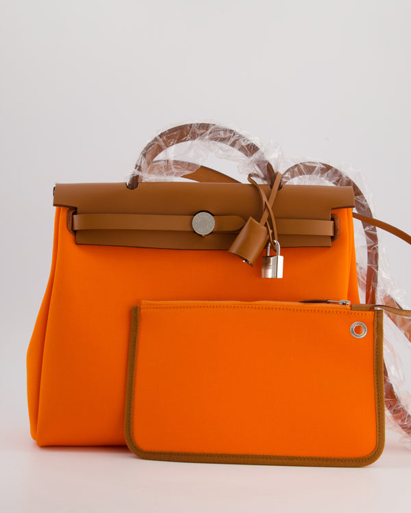 Hermès Herbag 31cm Bag Orange in Canvas, Swift Leather and Palladium Hardware