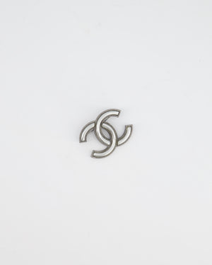 Chanel 15/A Grey CC Logo Brooch with Rivet Detail