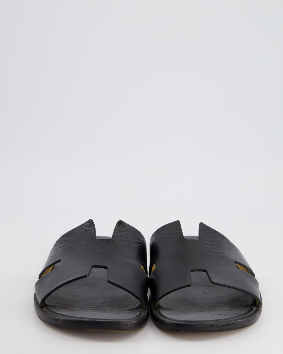 Hermès Menswear Black Izmir Sandals Size EU 45