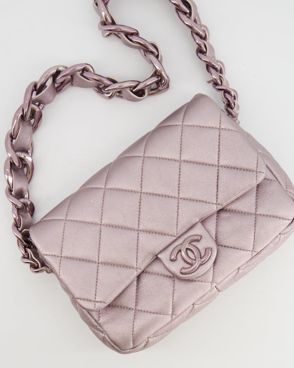 *FIRE PRICE* Chanel Pink Small Classic Single Flap Bag in Metallic Lambskin Leather with Pink Hardware RRP £5,070