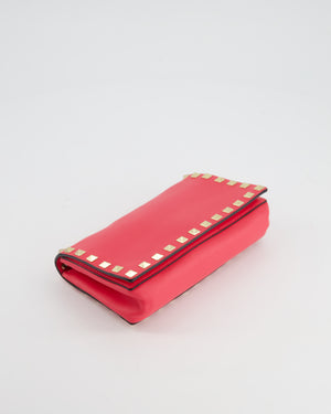 Valentino Hot Pink Rockstud Clutch Bag with Gold Chain Strap