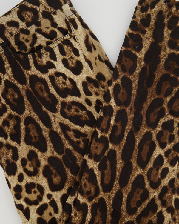 Dolce & Gabbana Leopard Printed Straight-Leg Trousers Size IT 44 (UK 12)