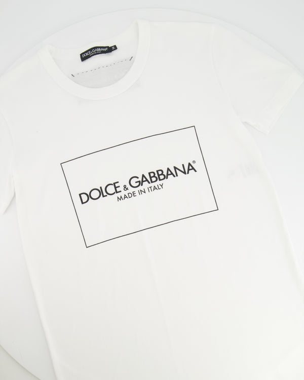 Dolce & Gabbana White Printed Logo T-Shirt Size IT 36 (UK 4)
