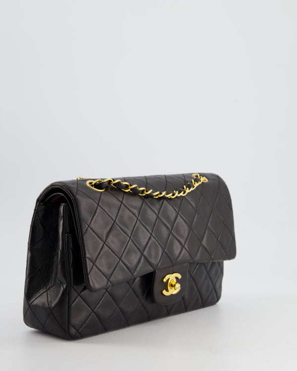 *HOT CONDITION* Chanel Vintage Black Classic Medium Double Flap Bag in Lambskin Leather with 24K Gold Hardware