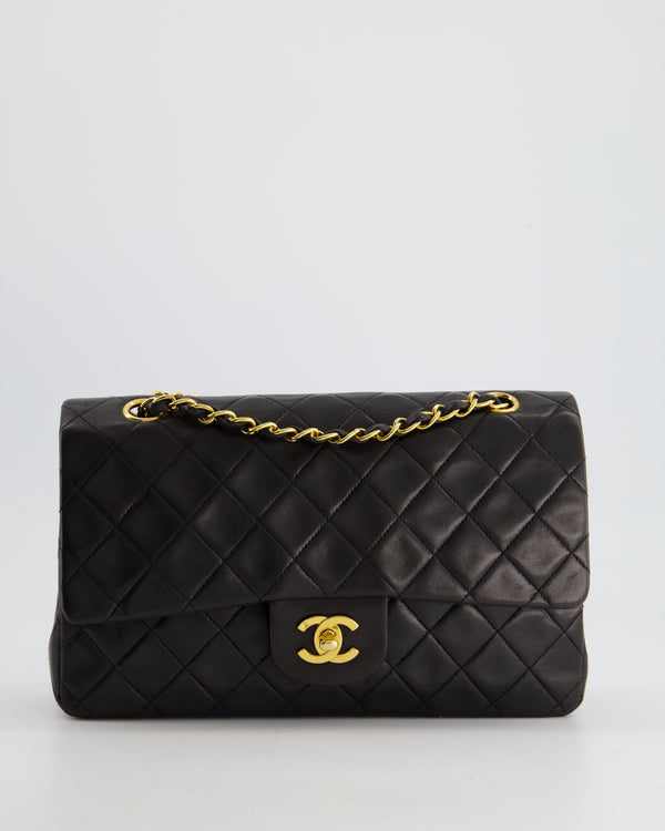 *HOT CONDITION* Chanel Vintage Black Classic Medium Double Flap Bag in Lambskin Leather with 24K Gold Hardware