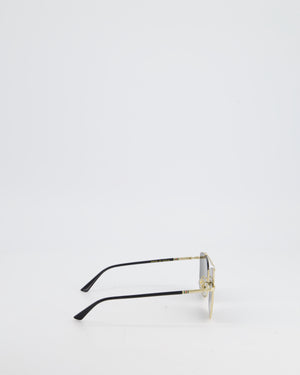 Gucci Square Black Lens Sunglasses with Gold Hardware