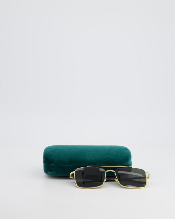 Gucci Square Black Lens Sunglasses with Gold Hardware