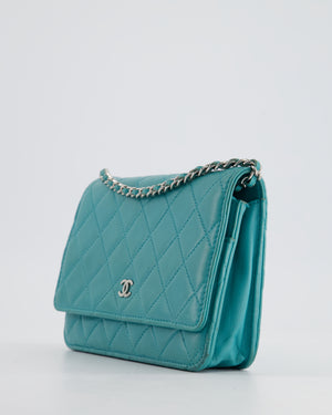 *HOT* Chanel Turquoise Wallet on Chain Bag in Lambskin with Silver Hardware