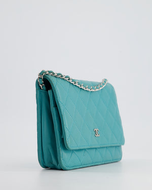 *HOT* Chanel Turquoise Wallet on Chain Bag in Lambskin with Silver Hardware