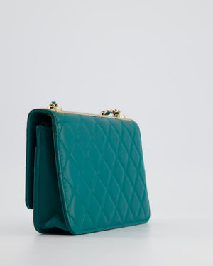 Chanel Blue Quilted Trendy Wallet on Chain Bag in Lambskin Leather with Champagne Gold Hardware