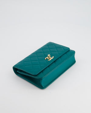 Chanel Blue Quilted Trendy Wallet on Chain Bag in Lambskin Leather with Champagne Gold Hardware