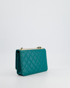 Chanel Blue Quilted Trendy Wallet on Chain Bag in Lambskin Leather with Champagne Gold Hardware